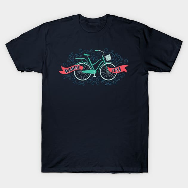 Wanderlust Bicycle T-Shirt by RachelKrueger